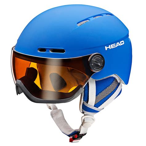 Blue ski helmet .